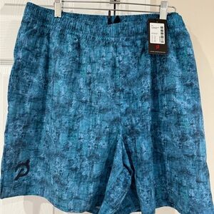 Peloton Men's Aqua Patterned Turin Shorts size XXL 7” lined NWT